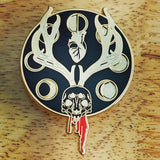 Mystic Forest :  Decayed Jackalope skull hard enamel pin