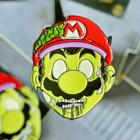 No more Lives: Super Dead Zombie Bros Red Glow in the dark Enamel Pin!